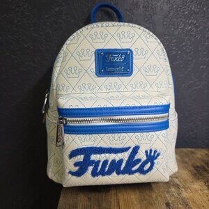 Loungefly Funko Logo Embroidered Crowns White Mini Backpack